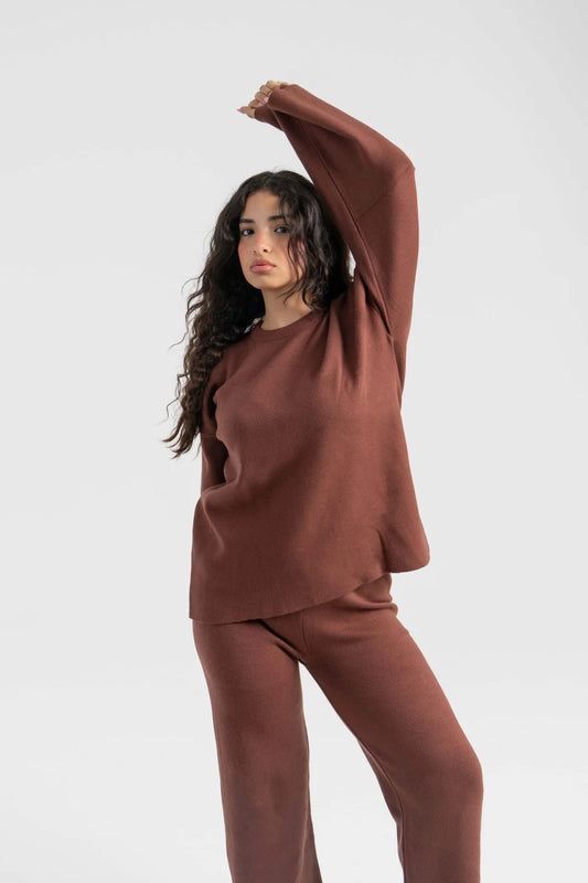 سوت تريكو سوفت سادة عالي الجودة – Brown