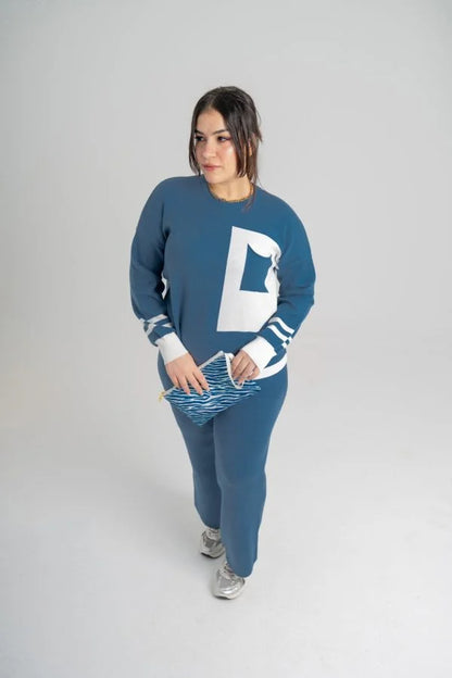 سوت تريكو بلونين بتفاصيل راقية وخامة عالي الجودة - Petrol