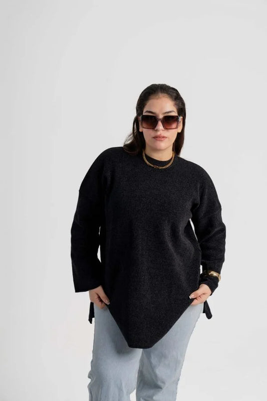 بلوفر تريكو قطيفة ناعم عالي الجودة – Black