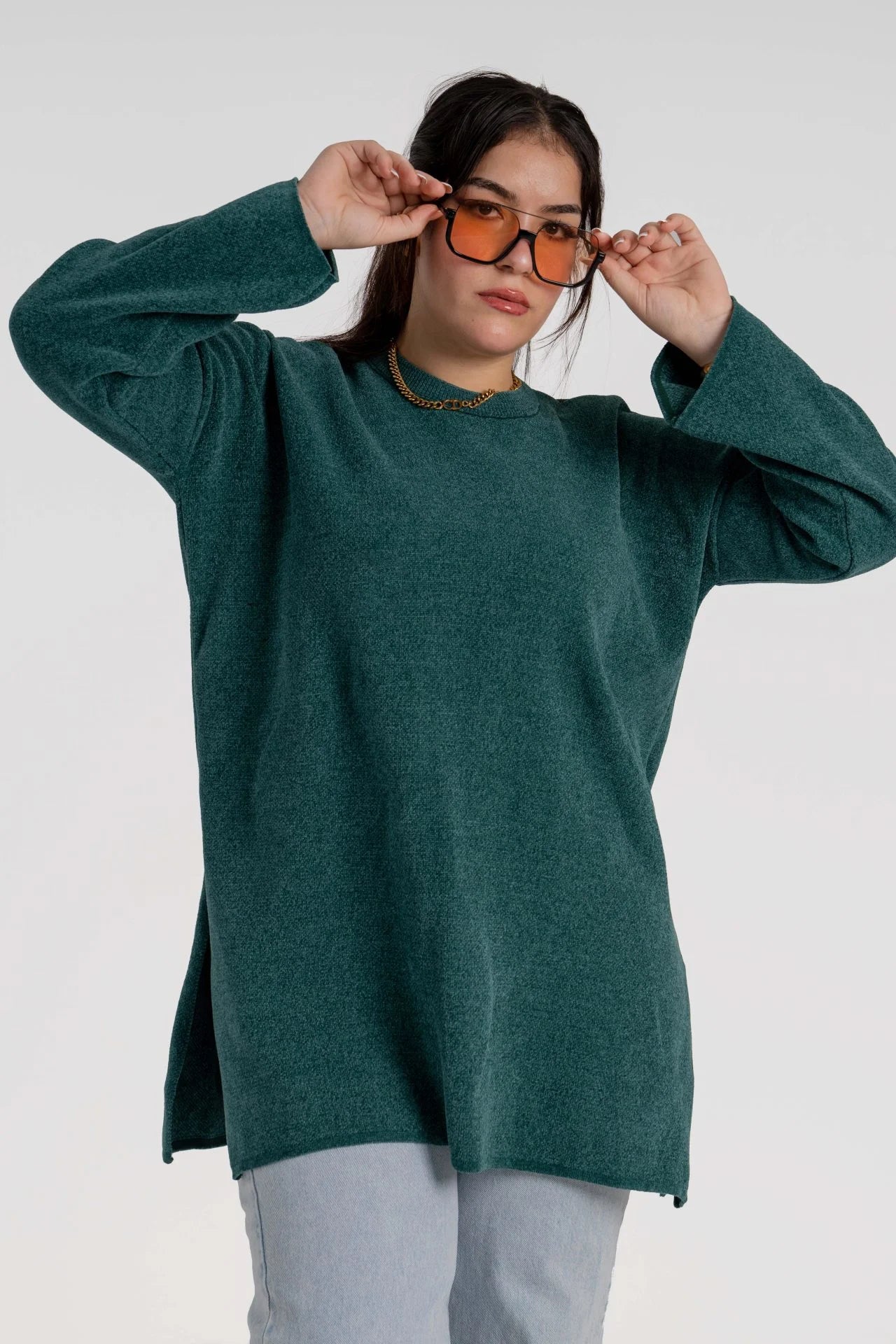 بلوفر تريكو قطيفة ناعم عالي الجودة – Green