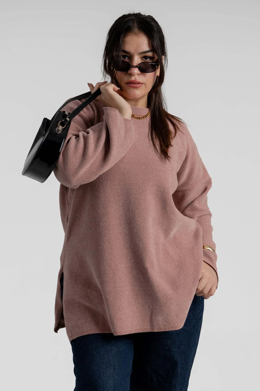 بلوفر تريكو قطيفة ناعم عالي الجودة – Beige